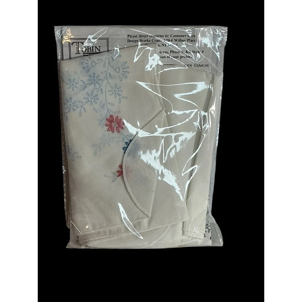 Tobin Stamped For Embroidery Dresser Scarf Reflections 14x39 231004 White NIP